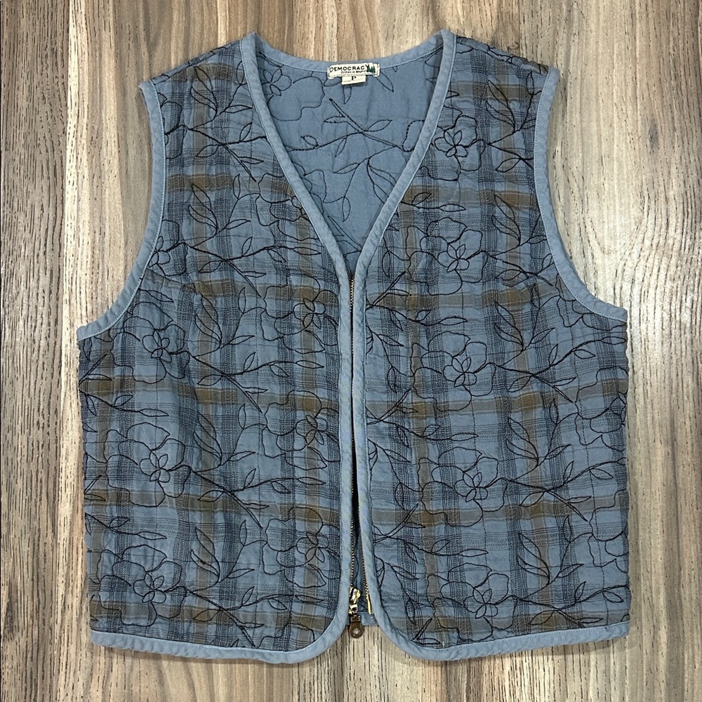 Democracy Gray Embroidered Top